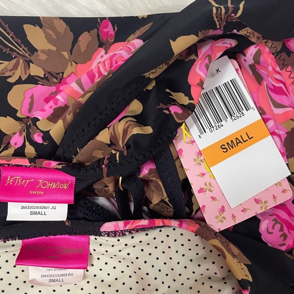 Betsey Johnson Tankini Bikini Swim Bathing Suit Black Pink Gypsy Rose Size S - Picture 4 of 4